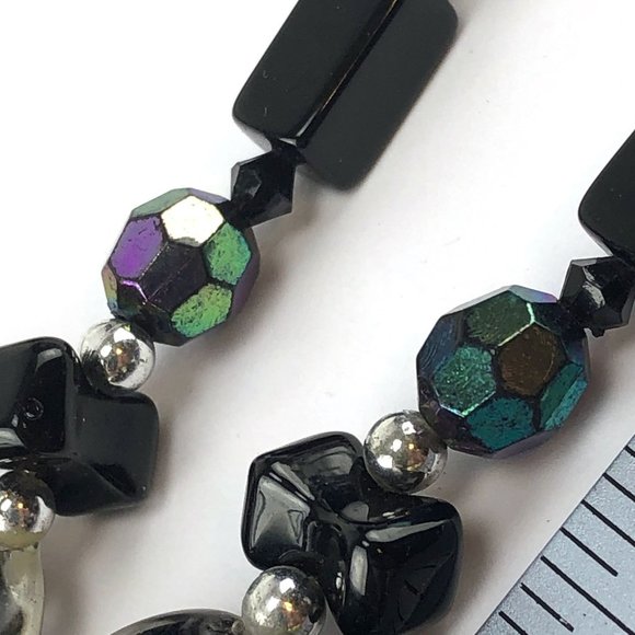 Necklace Set Cross Pendant Black & Copper Glass Bead with Earrings - Picture 5 of 6